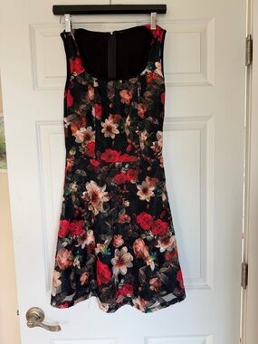 Floral Sleeveless Dress XS - Black and Red
